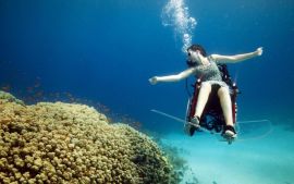 Spectacular Underwater Acrobatics Using a Self-Propelled Wheelchair